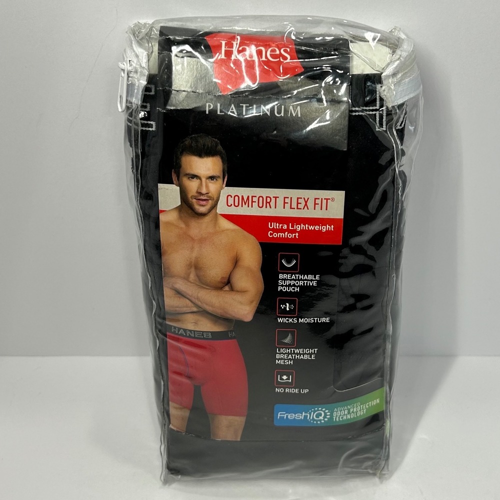 Hanes Platinum Comfort Flex Fit Boxer Briefs 4 Pack XL Black FreshIQ New